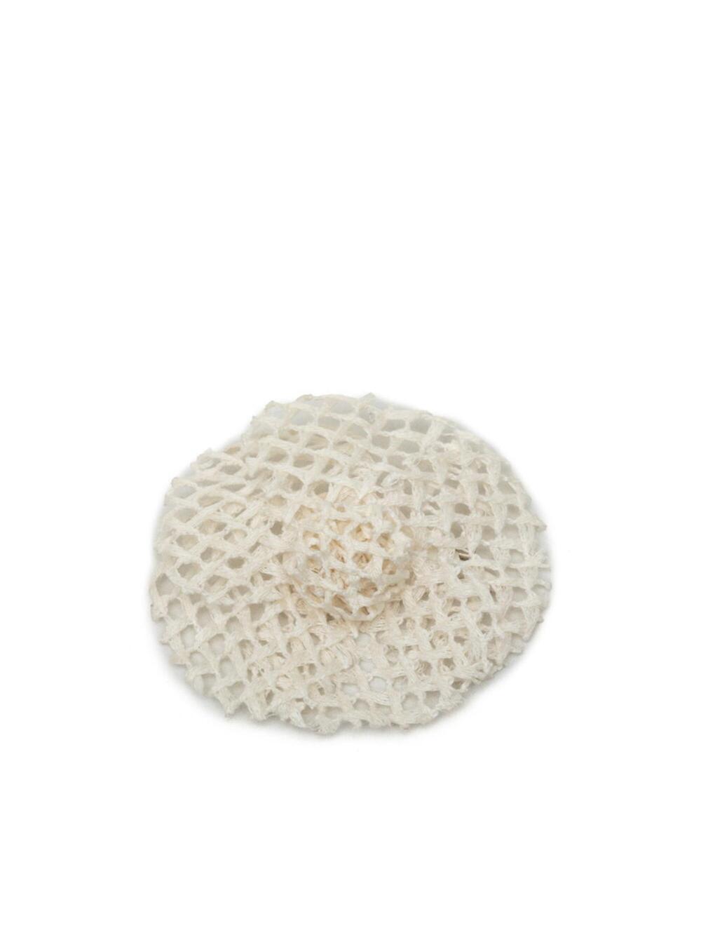 Chanel Camellia Brooch White Metal Mesh #383446C36B